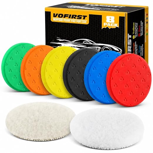 8 Pcs Buffing Pads, Polishing Pad 5.5 Inch 138mm for 5 Inch Backing Plate, High-Density & Reusable Buffing Sponge Pads a
