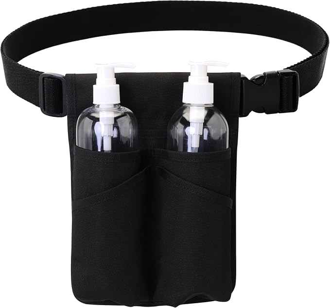 Professional Massage Therapist Holster with Adjustable Belt, Massage Bottle Bag, Massage Lotion Holster,Black(YR-XJ-2KD)