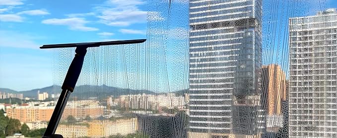 14" Shower Squeegee for Glass Doors, All-Purpose Extendable Squeegee for Shower Glass with 2 Blades,Window Squeegee,Window Cleaner Tool for Shower Doors, Windows, Bathroom and Car Windshields