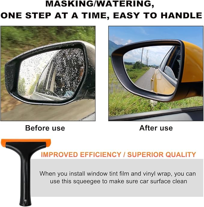 KVAEY 2PCS Small Silicone Window Squeegee, 5.9 Inch Car Windshield Water Blade Squeegee with Non-Slip Handle, All-Purpose Cleaning Squeegee for Car Windshield, Window, Mirror (Black+Black)