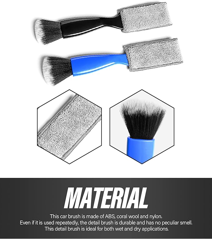 Universal 2 in 1 Duster for Car Clean,Car Bursh Tool,Double Head Brush,Auto Interior Detailing Brush,Soft Car Interior Detailing Brush Dust Brush (Blue)
