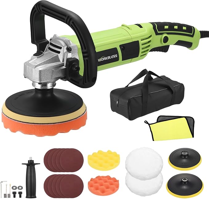Buffer Polisher, 1600W 6 Inch/7 Inch Rotary Car Buffer Polisher Wax, 7 Variable Speed 1600-3500 RPM, Car Buffers and Pol
