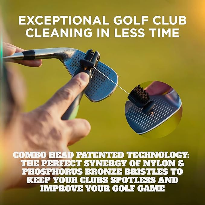 Frogger BrushPro Golf Club Cleaner with Ergonomic Grip and 2.5 ft. Retractable Cord - Sturdy Golf Club Brush and Groove Cleaner for Golfers