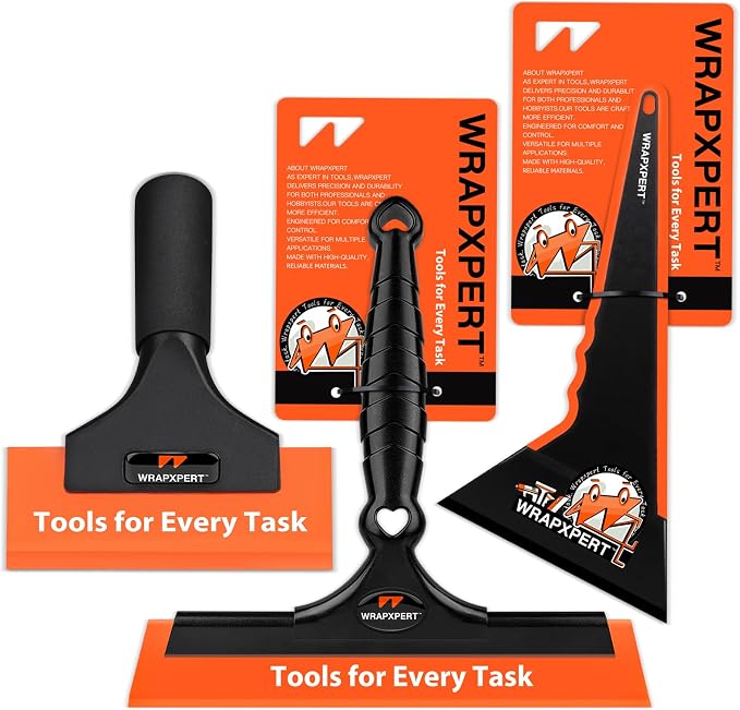 WRAPXPERT Window Tint Tools Kit, 3-Step Professional Window Tint Squeegee Set for Windshield & Rear Glass Tinting, Squee