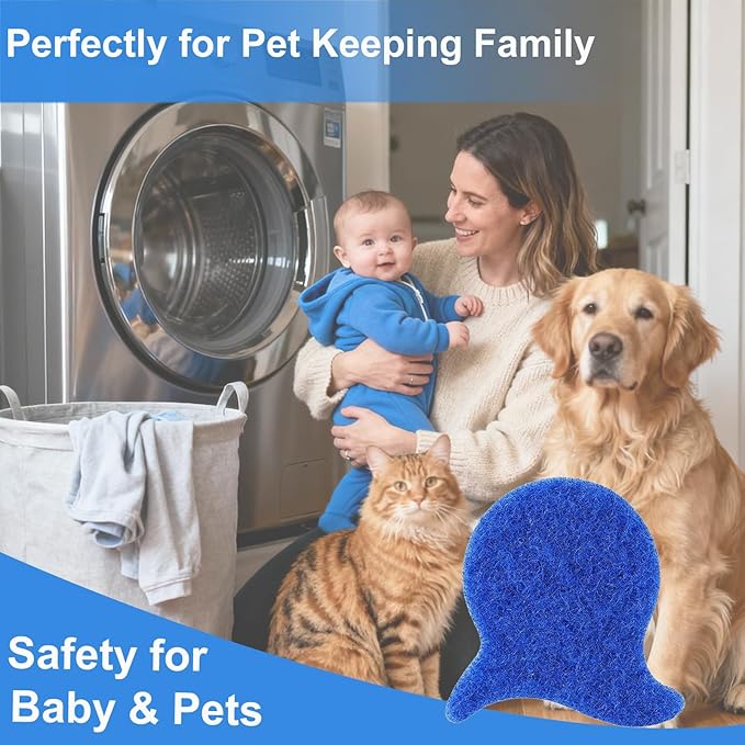 Pet Hair Remover for Laundry, 6PCS Reusable Dog & Cat Hair Remover Tool - Removes Pet Fur, Hair, Lint, Dander from Clothes &Washing Machine. (Blue, Fish Tail)