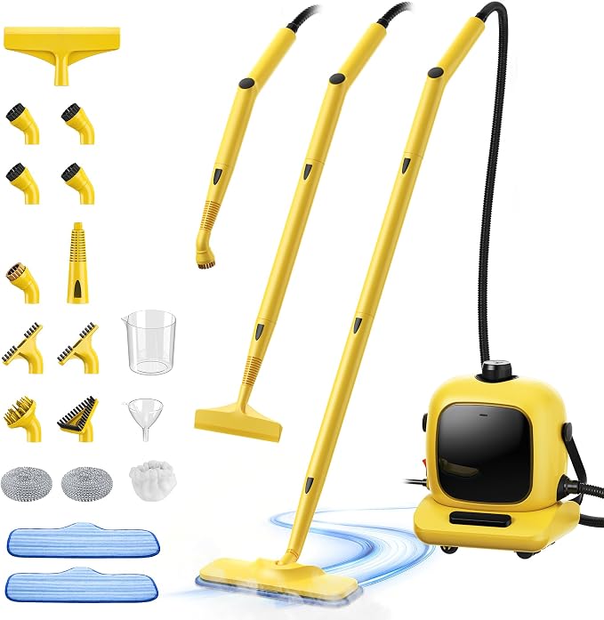 All-in-1 Steam Cleaner with 25 PSI High-Pressure Boiler (Yellow)