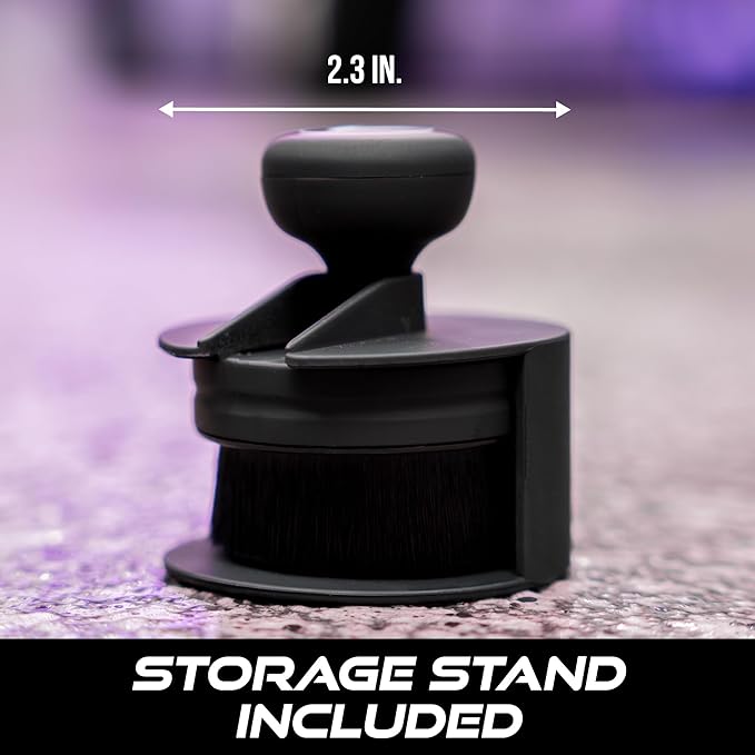 VIKING Tire Shine Applicator Brush, Automotive Tire Dressing Applicator Brush, Storage Stand Included for Detailing and Car Wash Kit, Black, 2.3 Inch Diameter