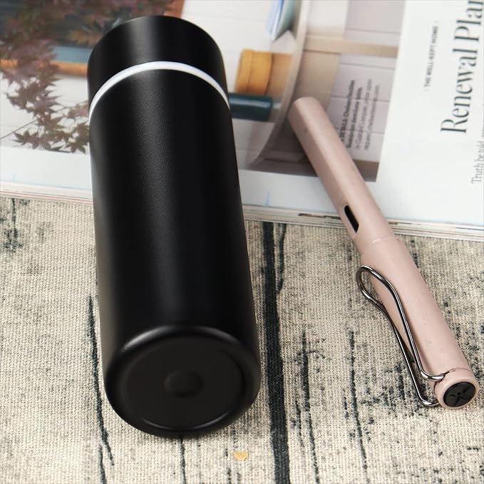 Cute Small Water Bottle, 4.4 Fl. Oz, Black Powder Coated, Mini Slim Flask for Women, Portable Skinny Purse Water Bottle, Vacuum Insulated Reusable Leak Proof Stainless Steel Cup