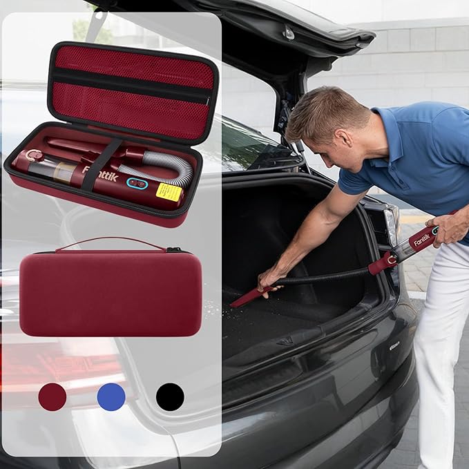 co2CREA Storage Case for Fanttik V8 Apex/Slim V8 Mate/V10 Apex/Slim V10 Mate Portable Mini Cordless Vacuum – Hard EVA Protective Carrying Bag with Accessory Organizer (Red Case)