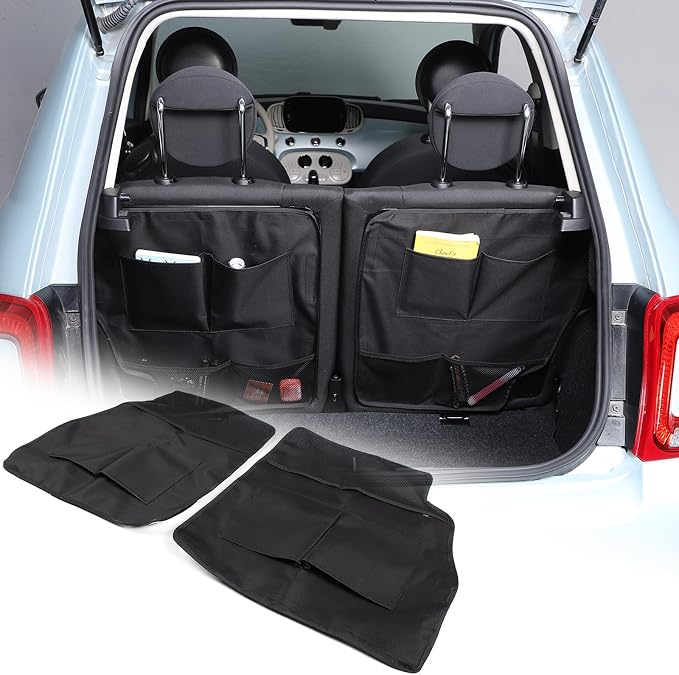 LLKUANG Car Trunk Organizer Compatible with Fiat 500 2016-2024+ Super Capacity Car Organizer Rear Seat Back Waterproof C