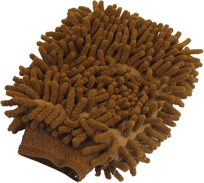 uxcell Microfiber Chenille Wash Mitt Mitten Car Cleaning Glove Brown