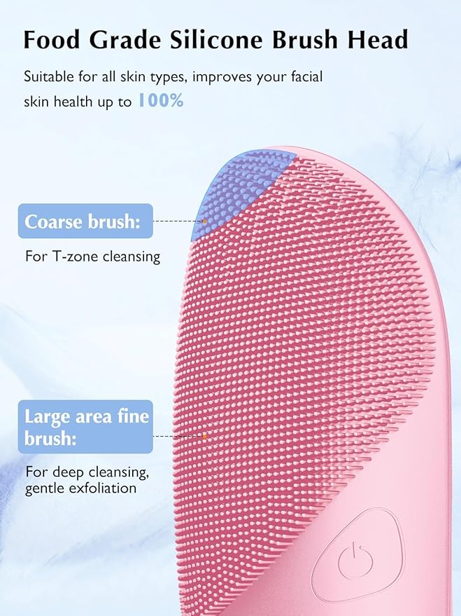 COSLUS JMY05 Facial Cleansing Brush Silicone Face Scrubber: Waterproof Rechargeable Face Wash Brush, 4 Cleansing Modes, Electric Face Exfoliator for Men Women Cleaning, Exfoliating, Massaging