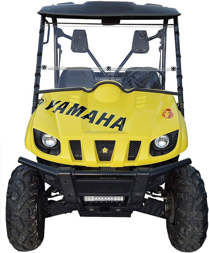 Clearly Tough's Full Folding Windshield | Fits the Yamaha Rhino | Scratch Resistant | Extremely Versatile | Premium Lexa