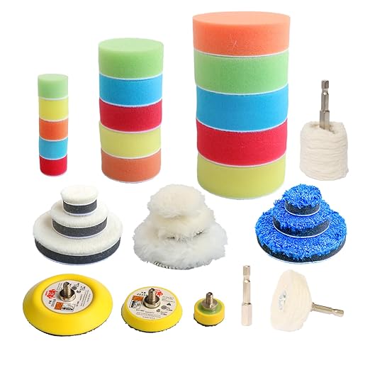 30pcs Drill Polishing Kit Car Detail Buffing Wheel with M6 Thread Backing Plate & 1/4” Hexagonal Shank,Car Sanding Polis