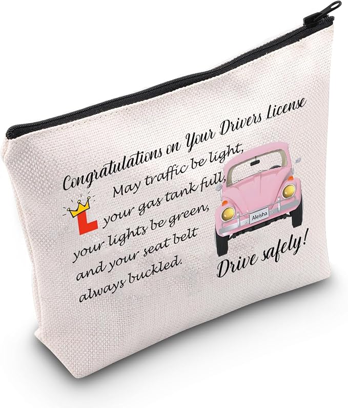 MEIKIUP New Driver Makeup Bag Passing Driving Test Gifts for Women Birthdays Gift for Daughter Driver Travel Bag (Passin
