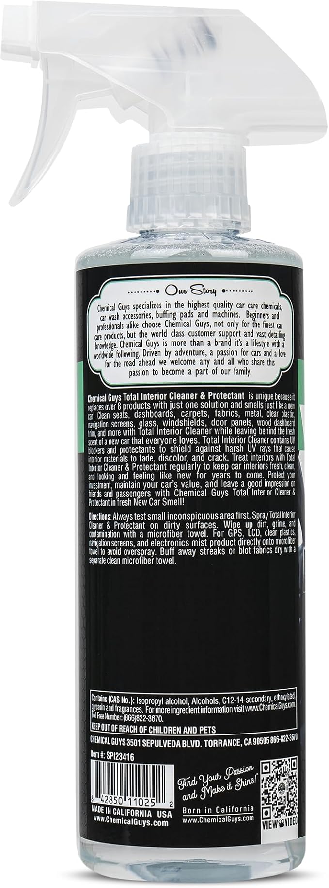 Chemical Guys SPI23416 Total Interior Cleaner and Protectant, New Car Smell, (Safe for Cars, Trucks, SUVs, Jeeps, RVs & More) 16 fl oz (Pack of 2)