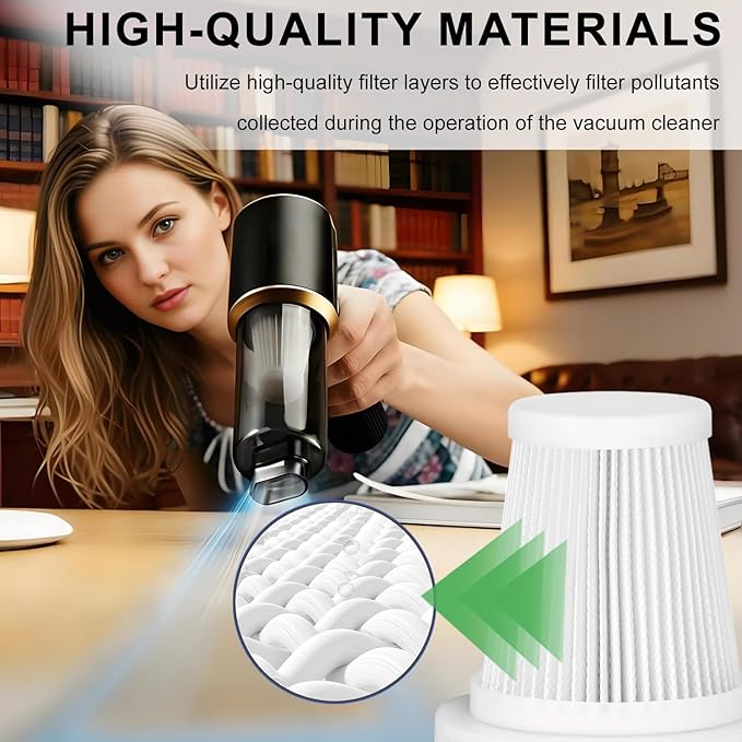 Replacement Filter Compatible with JIXINMIYUE HX-606 & A9life SY01-Q8 Handheld/Car Vacuum 4-Pack