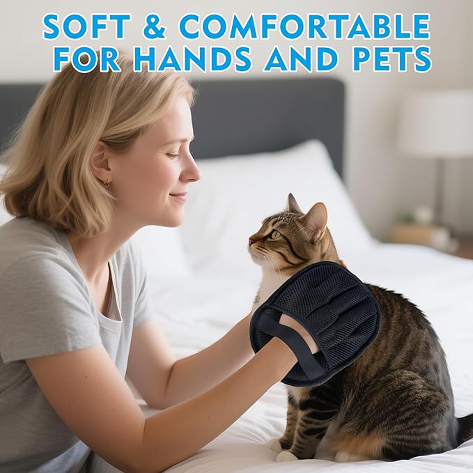 Pet Hair Removal Glove for Dogs & Cats, Reusable Magic Brush Pet Hair Remover Tool for Clothes, Couch, Furniture, Bed (Black & Pack of 2)