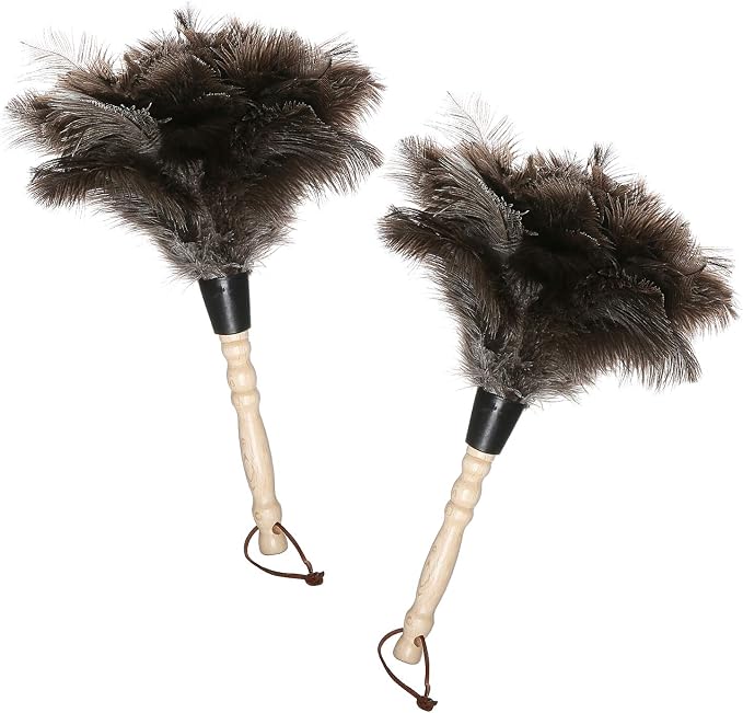 Midoneat Natural Gray Ostrich Feather Duster,2 Packs,Car Duster Interior/Exterior Cleaner, Cleaning for Blinds Kitchen K