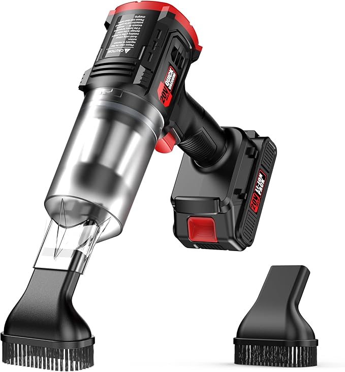 Car Vacuum Cordless, 35000PA Strong Suction Handheld Vacuum with 2 Detachable Batteries, 60Min Runtime Portable Vacuum Cleaner for Car Detailing, Pet Hair, Home Couch & Office, 350ML XL Dust Cup