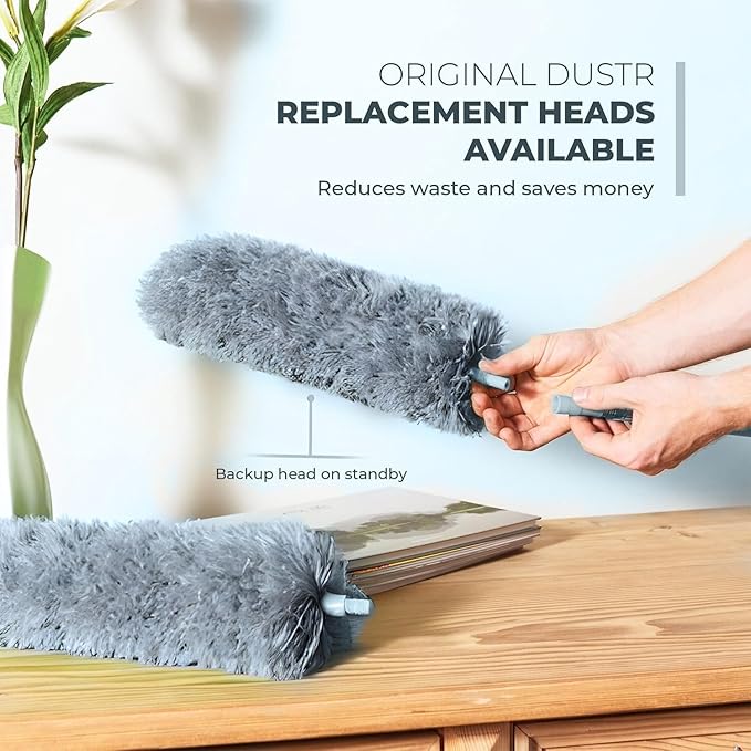 Extendable Feather Duster, Microfiber Duster, Ceiling Fan Duster, Feather Dusters for Cleaning, Dust Cleaner, Cobweb Duster - Electrostatic Bendable Head - up to 55 Inch