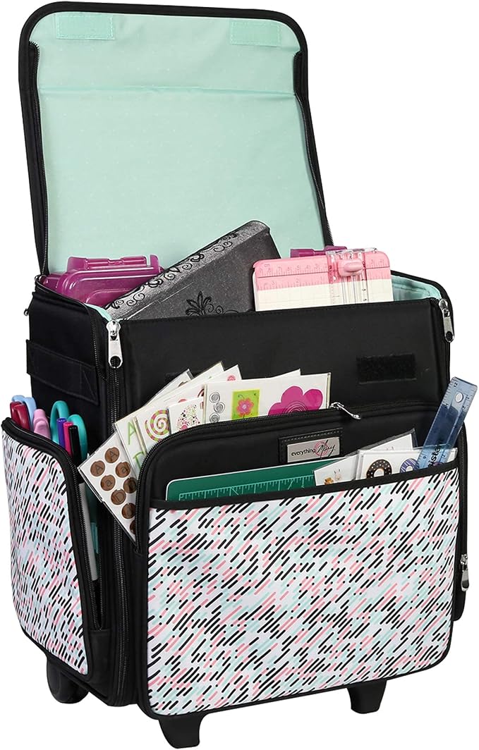 Everything Mary Collapsible Rolling Craft Bag, Pill - Wheeled Scrapbook Tote for Scrapbooking & Art - Travel Organizer S