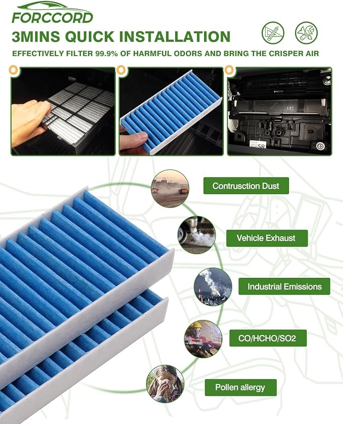 4-Pack HEPA Cabin Air Filter Fits for 2011-2017 Jeep Wrangler 3.6L & 3.8L Activated Carbon Cabin Filter Replacement CF11777 Car Accessories