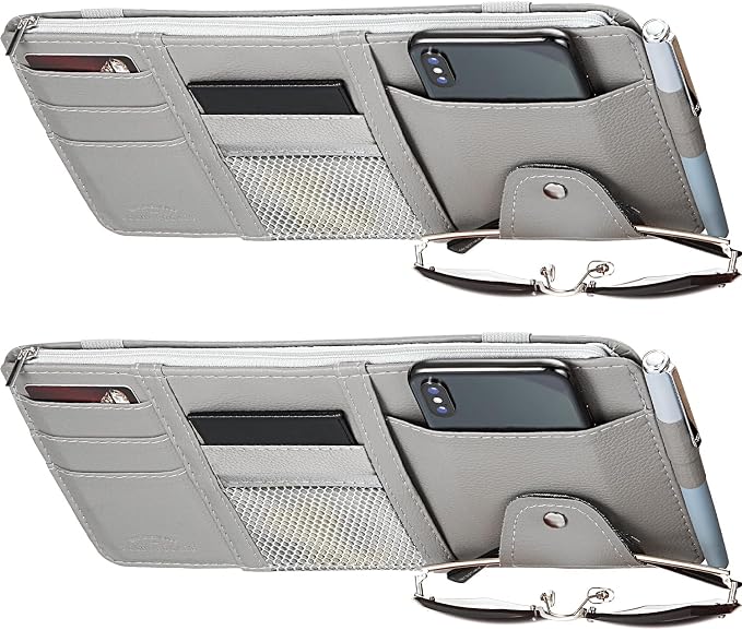 BOAO 2 Packs Car Sunvisor Organizer, Large, Gray