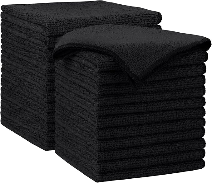 AIDEA Black Microfiber Cleaning Cloth-24PK, Reusable Cleaning Rags 12"x 12"