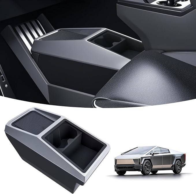 Center Console Storage Organizer Compatible with Tesla Cybertruck 2024+, Under-Screen Tray with Cup Holder, Fits Bottles