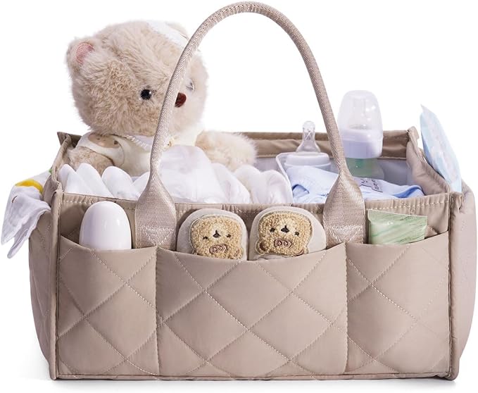 CEI-CEI Baby Diaper Caddy Organizer Handbags Large Nursery Storage Basket Handbags with Handles for Newborn Essentials,
