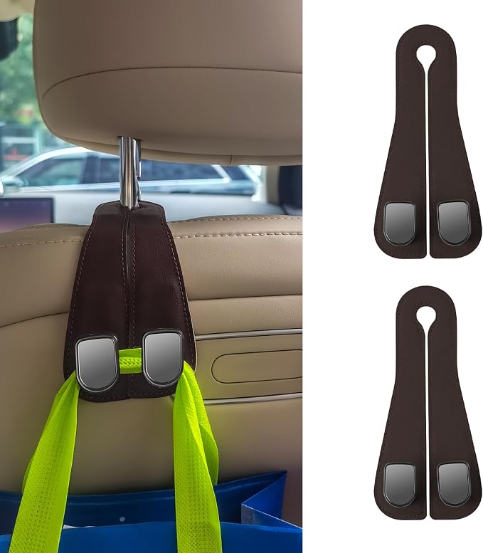 2PCS Car Hooks for Headrest, Car Seat Back Storage Hook, 2 in 1 Car Headrest Hidden Hook, Car Organization Accessories D