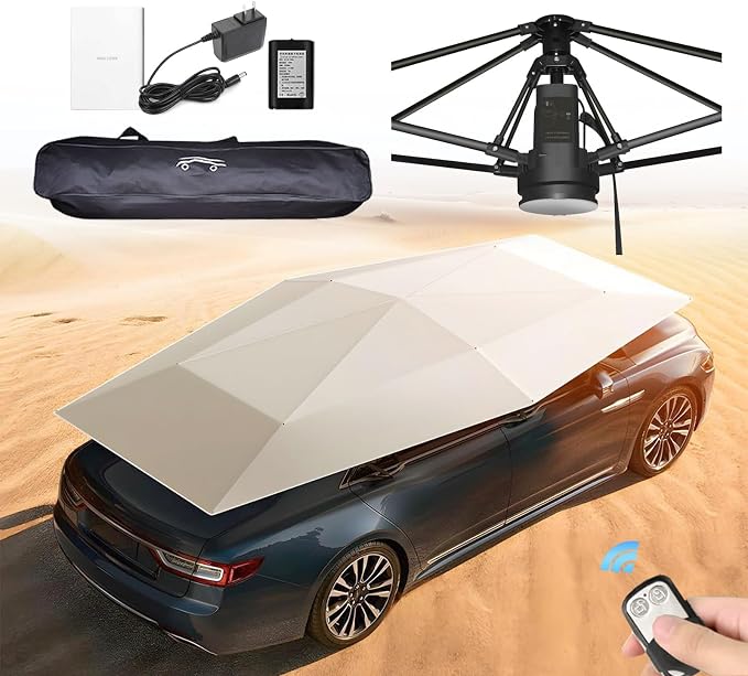 Fully Automatic Universal Car Tent, Movable Carport, Folded Portable Auto Protection Car Umbrella, Remote Control Sunpro