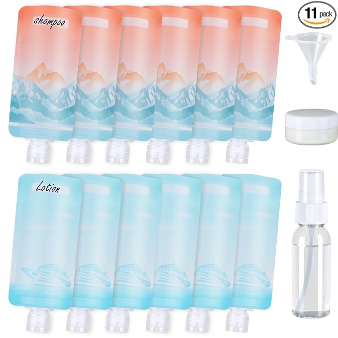 PACKISM 15 Pack Travel Pouches for Toiletries - 90ml 3 oz Liquid Container
