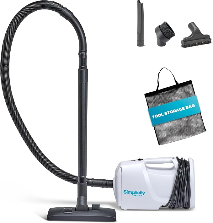 Simplicity Vacuums Handheld Canister Vacuum with Carry Strap for Hard Floors and Rugs, Car Detailing Vacuum Cleaner, S10