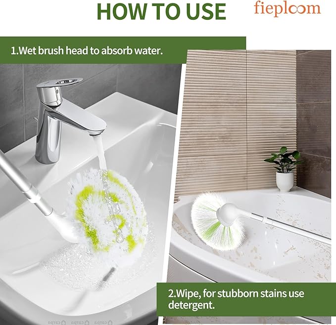 Tub Tile Scrubber Brush with 28" Extendable Pole, 2 Pcs Non-Scratch Soft Tub Brush Mop, Bathroom Brush with Long Handle for Bathtub Shower Sink Basin Tile Wall