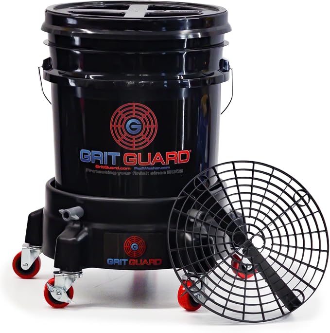Grit Guard 5 Gallon Washing System | Includes 5 Gallon Bucket, Grit Guard, Bucket Dolly, and Gamma Seal Lid | for Car Wa
