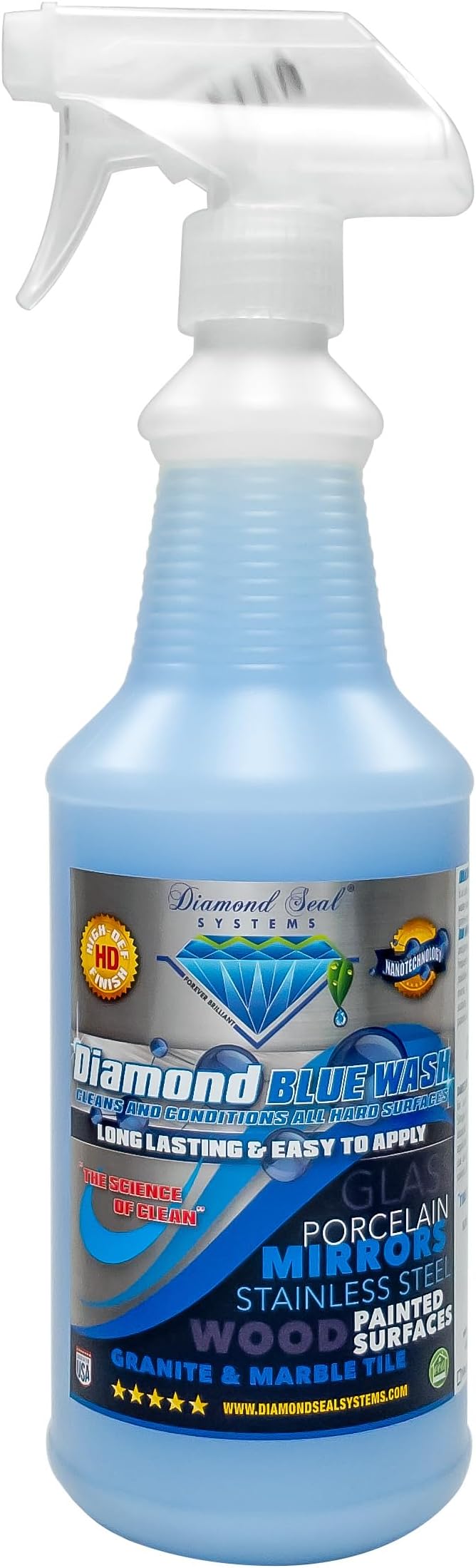 Made in the USA. Diamond Blue Repellent Wash Multi Surface. Cleans,Shine Best Cleaner for Glass, Granite, Countertops Wo