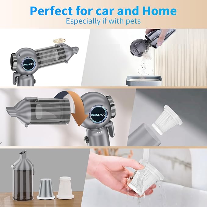 Handheld Car Vacuum Portable Cordless(Equipped with a one-Touch Window Breaker and Seatbelt Cutter ) Handheld Cordless Vacuum with 25000Pa Ultra-Strong Suction,for Car, Office Desk,Keyboards,Pet Hair