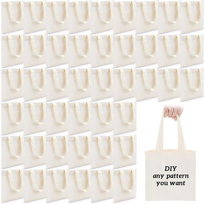 Amylove 150 Pcs Mini Tote Bags,8.5 X 8 Inch,Natural Color