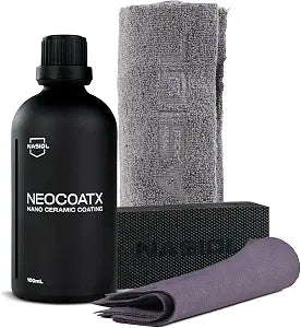 Nasiol Neocoatx Nano Ceramic Coating and Microfiber Cloth, Application Block, Suede Cloth Set