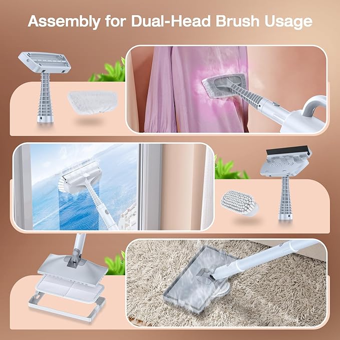 10-in-1 Steam Mop with Detachable Handheld Steamer, Quick 10s Heat-up for Steam Cleaner, 350ml Tank and 2-Level Control for Cleaning Floor, Carpet, Window, BBQ Grill, Tile, Stove, Clothing and Grout