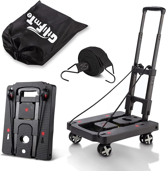 GtIiFmTe Foldable Hand Truck, Lightweight Luggage Cart for Airport Car Seat