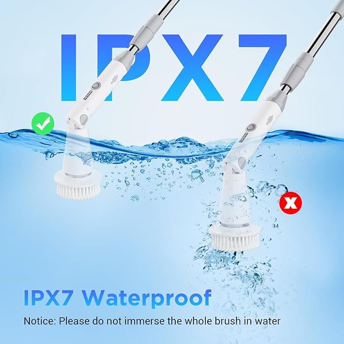 Electric Spin Scrubber, Bathroom Cleaner, Power Shower Cleaning Brush with Extendable Handle & 4 Brush Heads, Shower Scrubber for Bathtub Tile Grout Kitchen Window and Floor