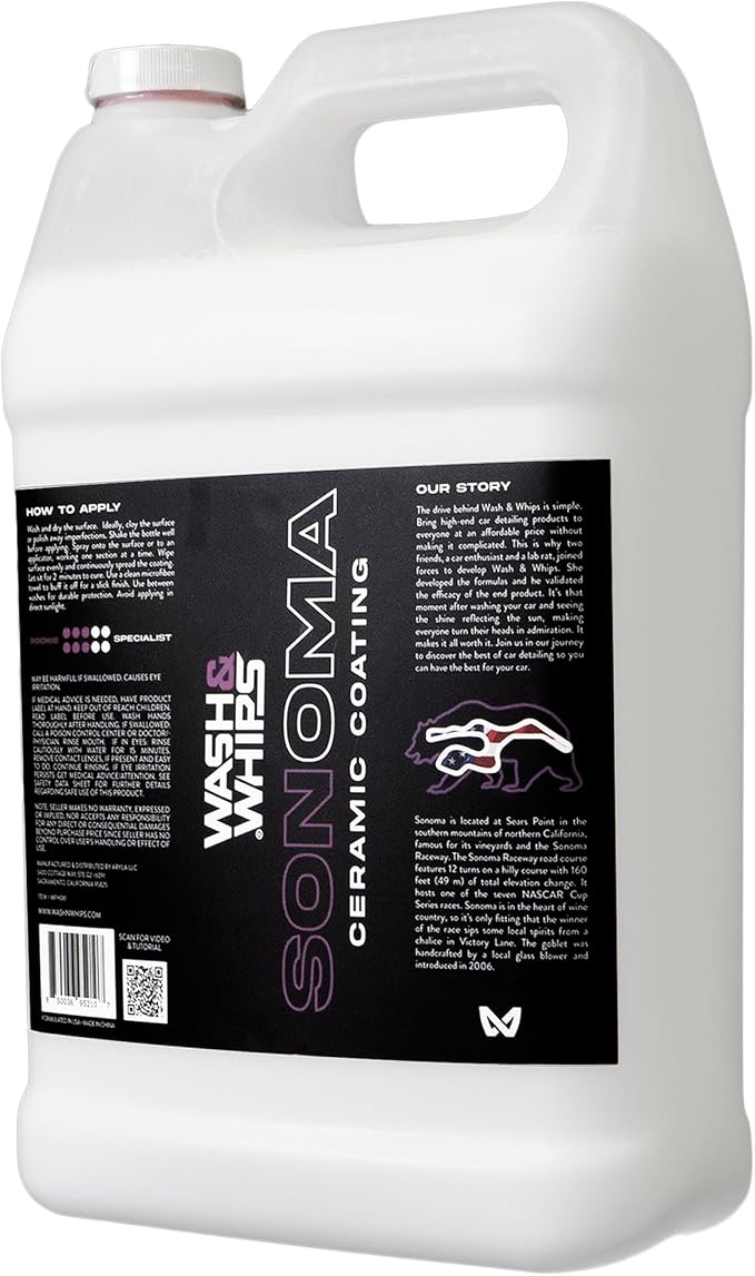 WASH&WHIPS Sonoma Ceramic Finishing Spray 9H: Easy to Use, No Cure Time, After Car Wash - Shields from Sun & Stains, Hyd