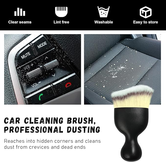 Ziciner 2 PCS Car Detailing Brush, Curved Soft Bristles Auto Removal Dust Collectors, Universal Vehicle Dashboard, Air Conditioner Vents etc Interior Cleaning Tool Accessories (Beige)