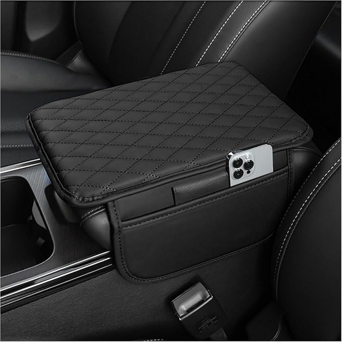 Stacool Upgraded Car Center Console Cover,Microfiber Leather Car Armrest Cover Cushion with 2 Storage Bags,Universal Car