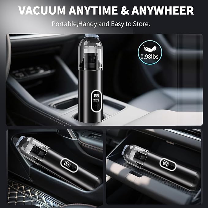 Handheld Car Vacuum Portable Cordless, 2 in 1 Handheld Vacuum Cleaner 18000PA High Power Air Blower,2 Speed Mini Hand Held Vacuum Rechargeable for Home, Car, Office, Pet Hair