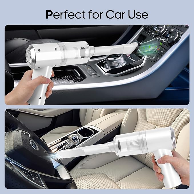 Auloea Mini Car Vacuum Cleaner(4500 pa) Portable Cordless Rechargeable,Tiny Handheld Vacuum, Computer Hand Vacuum for Keyboard and Laptop, Mini Hand Held Vac for Car and Home /V01/White