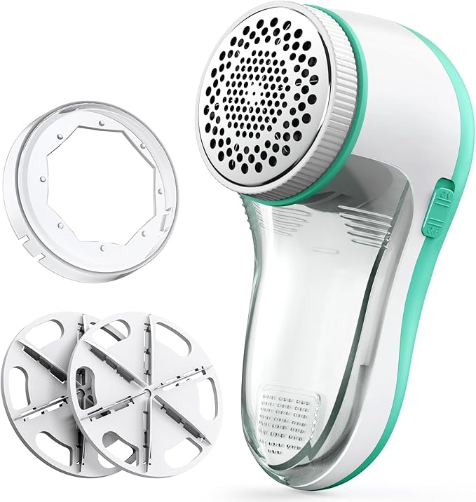 POPCHOSE Fabric Shaver, Lint Remover for Clothes, Electric Lint Shaver with 6-Leaf Blades, Sweater Shavers to Remove Pilling for Clothing, Couch, Furniture, Fuzz, Lint Ball, Bobbles, Spring Green